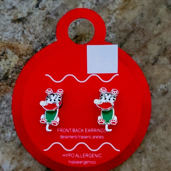 🎄 CHRISTMAS 😻 CAT HOLIDAY EARRINGS - Picture 3 of 4